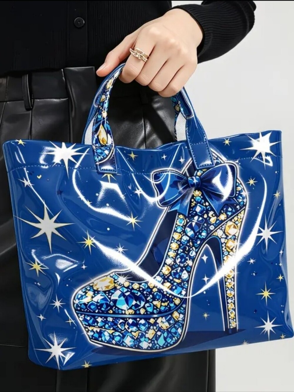 Stylish Fashion High Heel Daily Commute Tote Large PVC Handbag